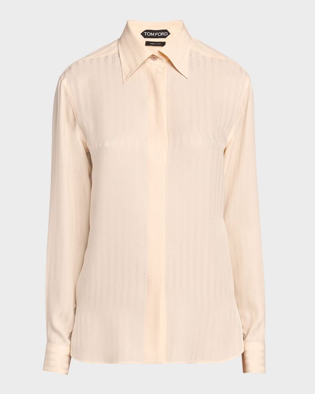 Whitney Chain Striped Fluid Silk Shirt